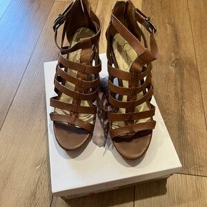 Jessica Simpson Brown Strappy Gladiator Wedge Sandals size 10